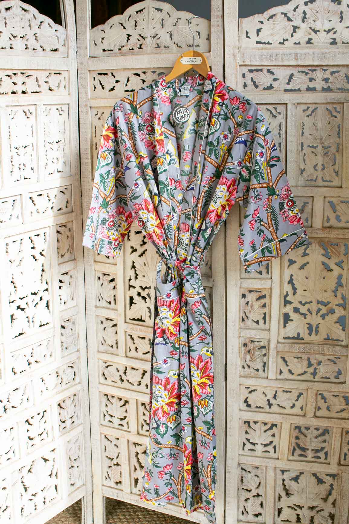 100% Grey Cotton Kimono - #1
