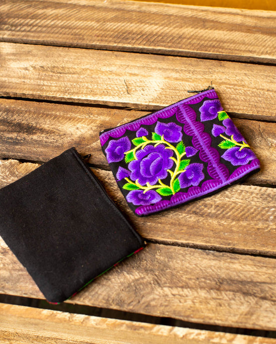 Purple & Black Embroidered Purse