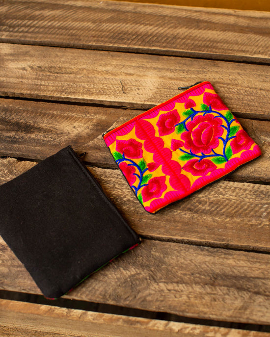 Load image into Gallery viewer, Pink &amp;amp; Orange Embroidered Purse
